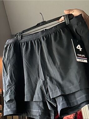 Fourlaps Men’s Black Athletic 2-in-1 Training Shorts